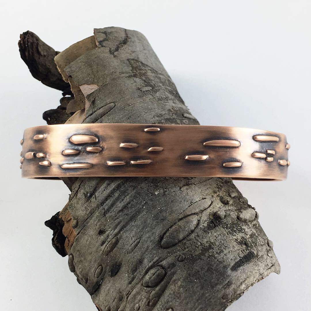 Pink Silver Birch Bark Bracelet