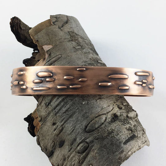 Pink Silver Birch Bark Bracelet
