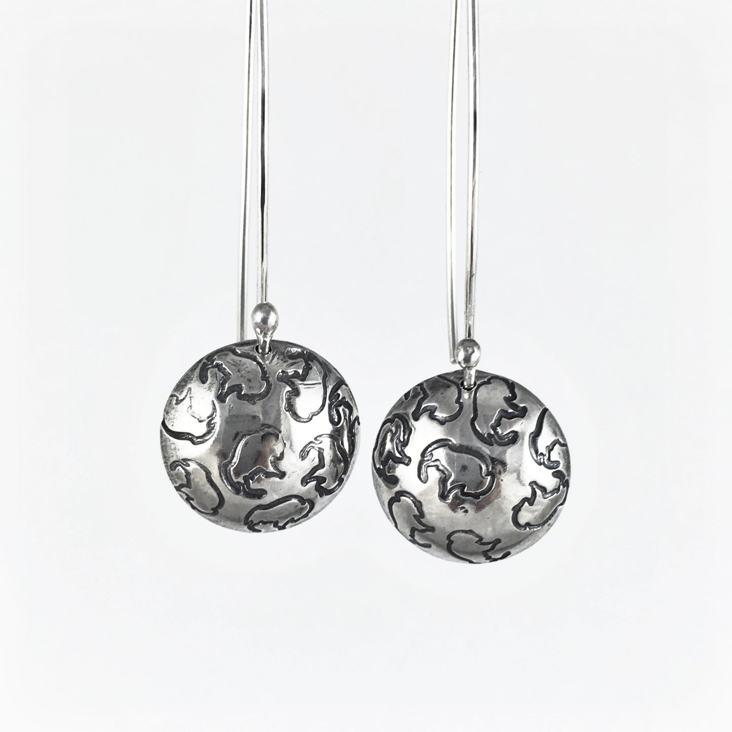 Silver Bison Drop Earrings