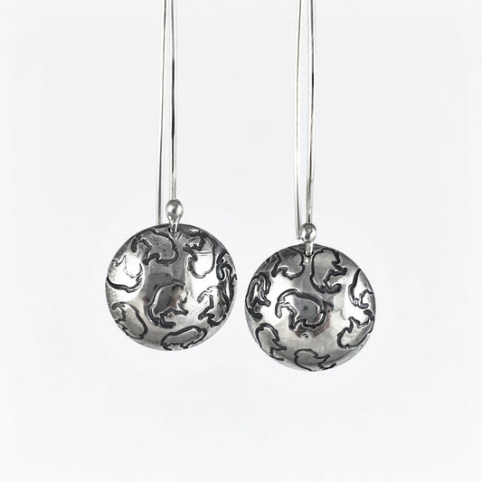 Silver Bison Drop Earrings