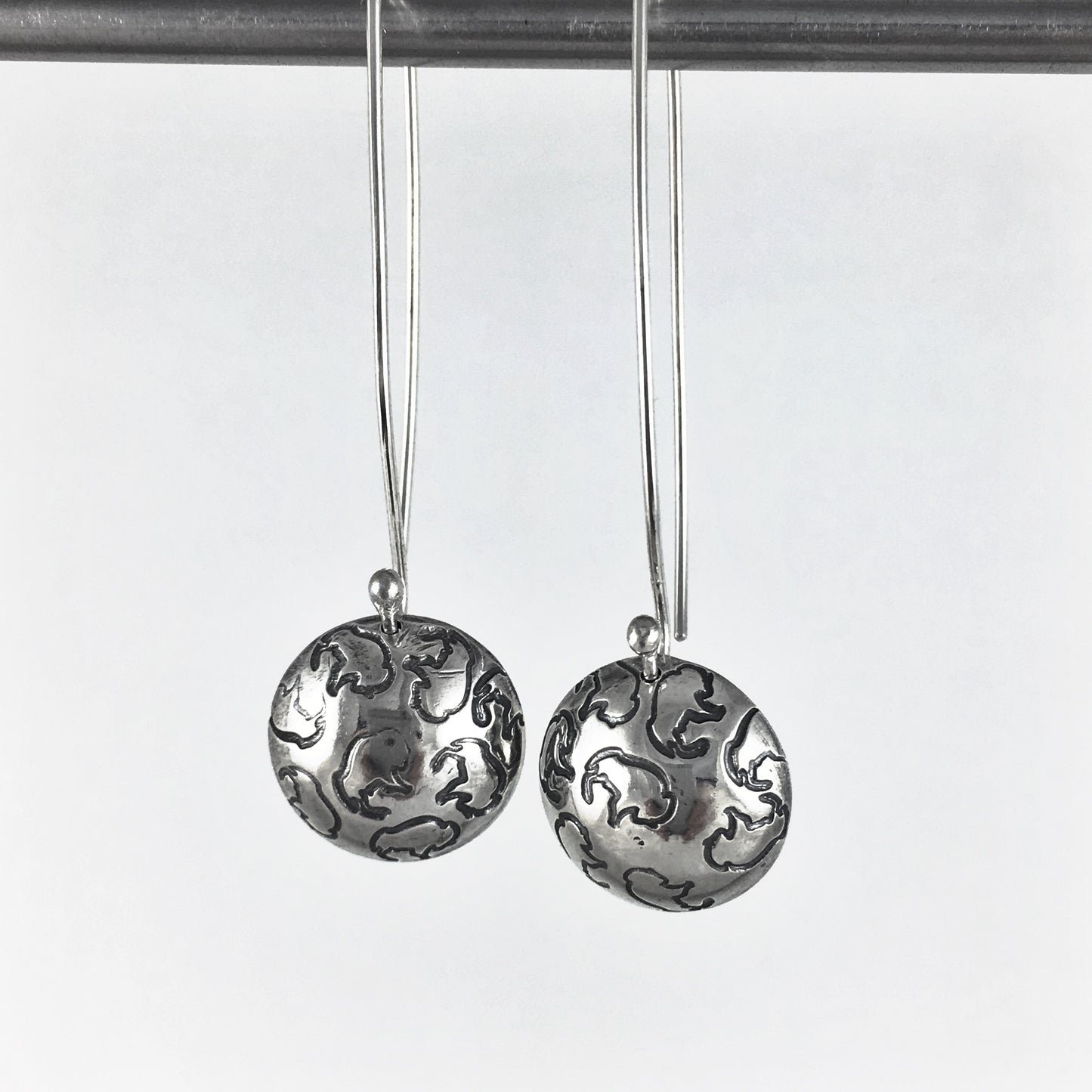 Silver Bison Drop Earrings