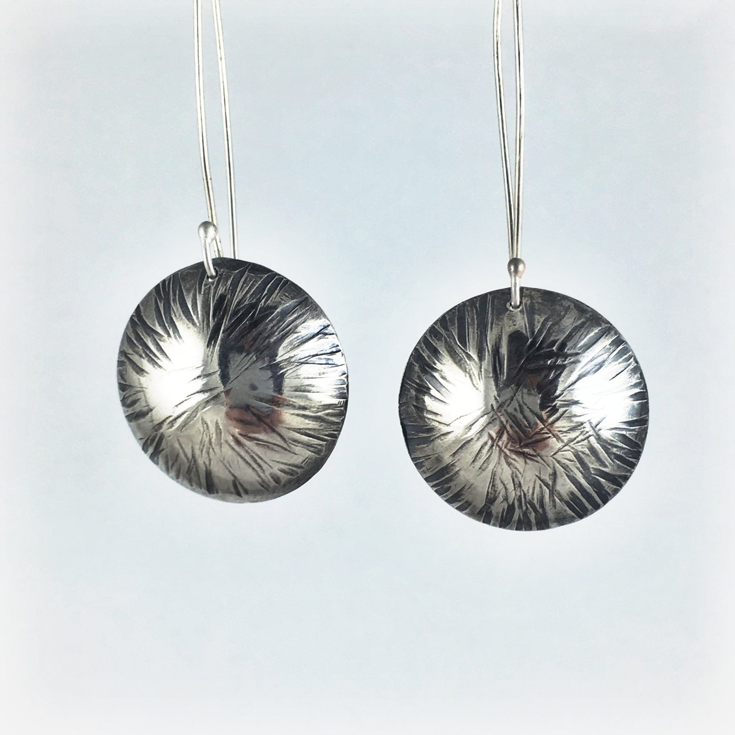 Silver Radiant Texture Drop Earrings