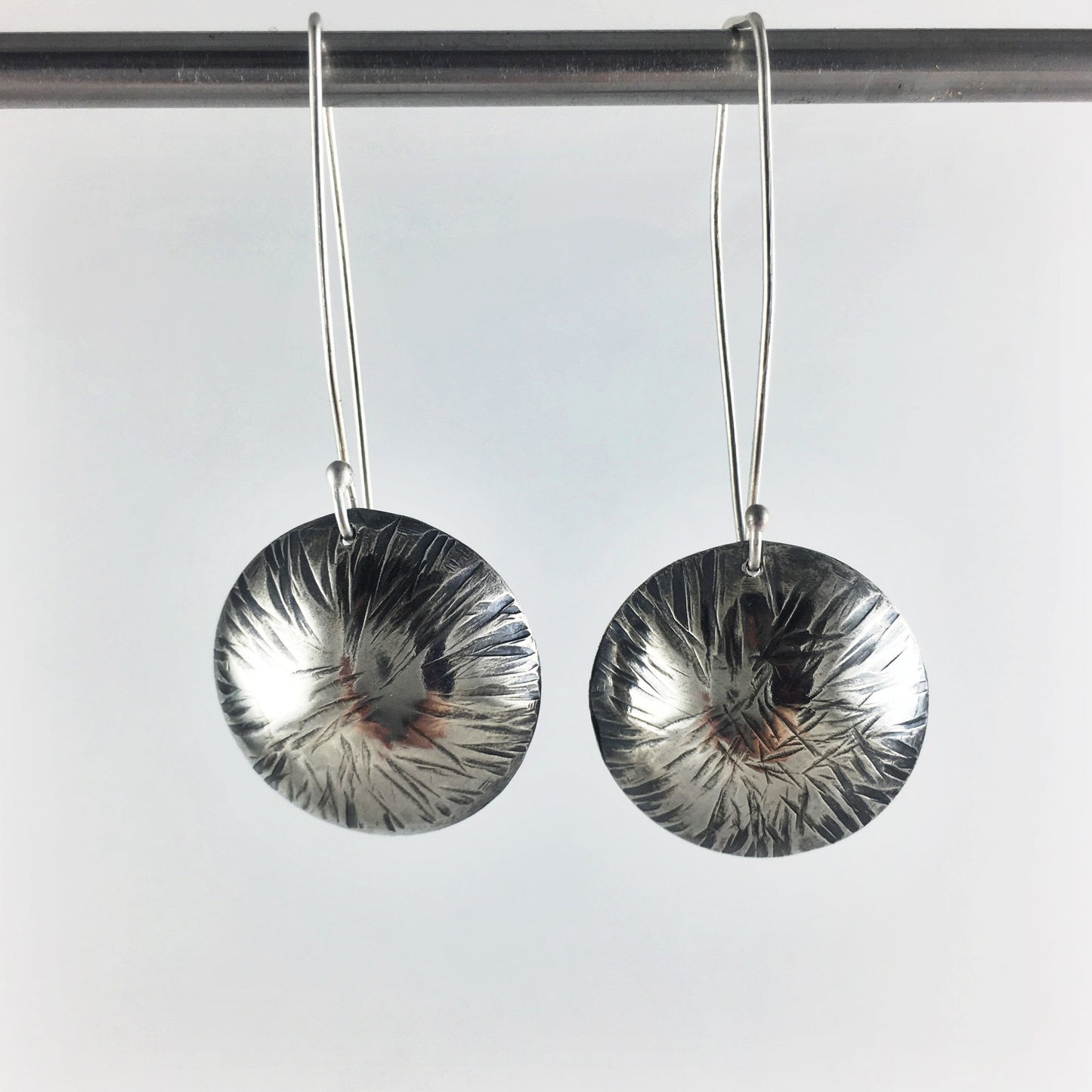 Silver Radiant Texture Drop Earrings