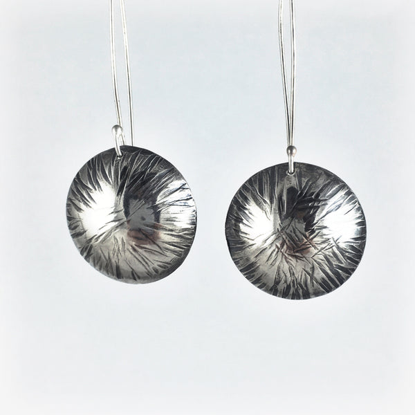 Silver Radiant Texture Drop Earrings