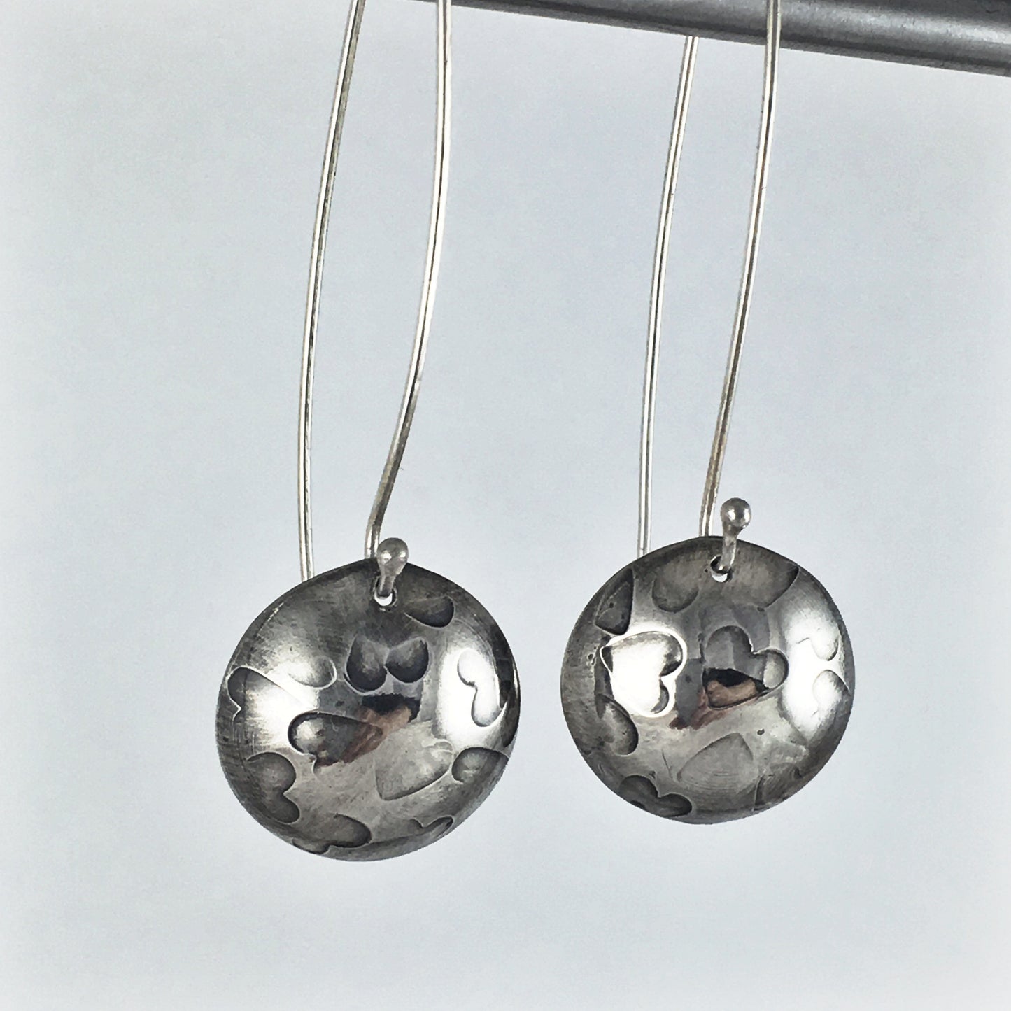 Silver Hearts Drop Earrings