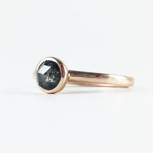 Custom Salt & Pepper Engagement Ring