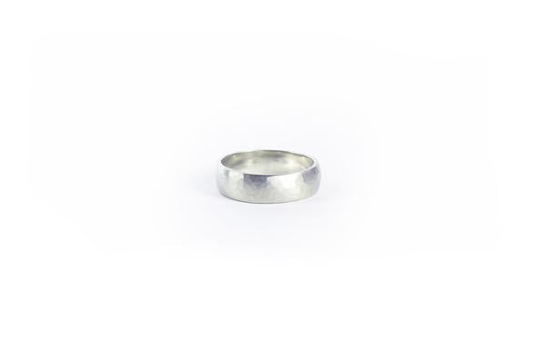 White Gold Hammered Wedding Band